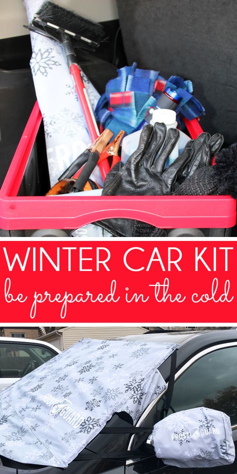 Create a winter car kit to keep your family safe & warm and safe on the roads this season. Prevent ice and snow buildup, and get a full list of recommended items for your organized winter emergency car kit! AD Winter Car Emergency Kit Diy, Keeping Warm In Winter, Emergency Car Kit List, Tornado Prep, Winter Car Kit, Winter Emergency Car Kit, Emergency Car Kit, Car Organization Diy, Emergency Binder