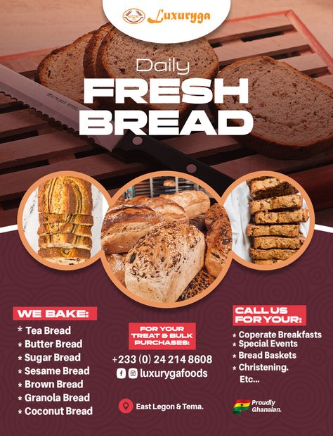 Bread Flyer Design, Bread Business Ideas, Bakery Flyer Design Ideas, Bakery Advertising Posters, Bread Poster Design, Workshop Flyer Design, Bakery Flyer Design, Bakery Poster Design, Bakery Ads