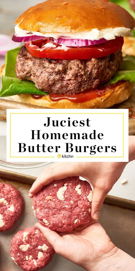 Grilled Hamburger Recipes, Homemade Burger Patties, Best Hamburger Recipes, Butter Burger, Burger Patty Recipe, Beef Patties Recipes, Grilled Burger Recipes, Hamburger Recipes Patty, Butter Burgers