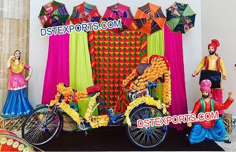 #Punjabi #Wedding #Jago #Mehndi #Night #Decorations #Dstexports Bride Groom Entry Ideas, Diy Wedding Belt, Dulhan Entry, Groom Entry Ideas, Bride Groom Entry, Punjabi Wedding Decor, Entry Idea, Wedding Dulhan, Groom Entry