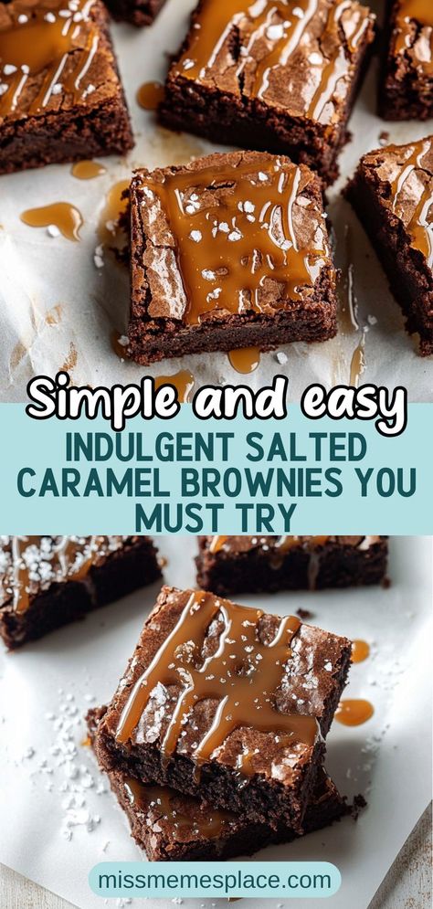 Dive into decadence with these indulgent salted caramel brownies that are sure to impress! This easy recipe combines a rich, fudgy brownie base with a luscious homemade salted caramel sauce drizzled on top. Perfect for any occasion, from birthday parties to cozy nights in, these brownies deliver a mouthwatering blend of sweet and salty flavors. With straightforward steps and minimal ingredients, even novice bakers can create this show-stopping dessert that will leave everyone wanting more. Salted Caramel Brownie Recipe, Caramel Brownies Recipe, Homemade Salted Caramel, Brownies Recipe Homemade, Salted Caramel Brownies, Fudgy Brownie, Caramel Brownies, Tasty Chocolate Cake, Salted Caramel Sauce