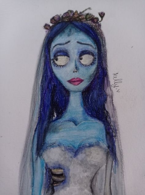 The Corpse Bride Drawings, Corpse Bride Emily Drawing, Corpse Bride Watercolor, Corpse Bride Drawing Easy, Emily Corpse Bride Drawing, Corpse Bride Drawing, Bride Drawing, Tim Burton Drawings, Corpse Bride Art