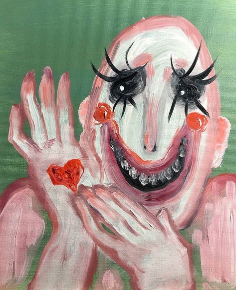 Mary Painting, Abstract Tattoo Ideas, Creepy Clown, Image Painting, Self Image, Abstract Tattoo, Acrylic On Paper, Saatchi Art, Sofia