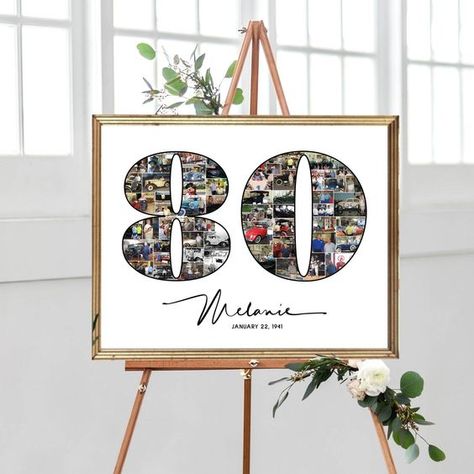 80th Birthday Photo Collage, Number 80 Picture Collage, Anniversary Gift for Him, Birthday Party Decoration Idea for Her, DIGITAL FILES! Collage Des Photos, Birthday Photo Collage, Collage Foto, Gift For Him Birthday, Photo Collage Gift, Anniversary Gift For Him, Cadeau Photo, Collage Poster, Personalized Photo Gifts