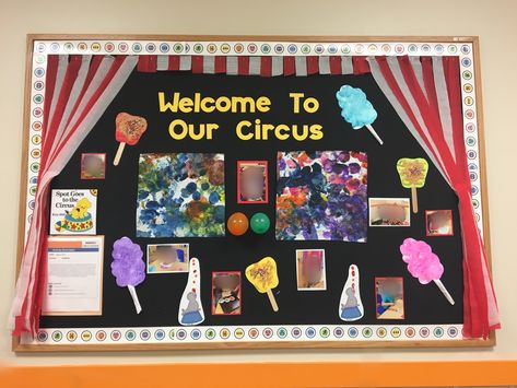 Fair Bulletin Board Ideas, Circus Theme Preschool Decorations, Carnival Theme Bulletin Board, Circus Theme Bulletin Board Ideas, Circus Bulletin Board Ideas Preschool, Classroom Circus Theme, Circus Theme Bulletin Boards, Circus Bulletin Board Ideas, Circus Theme Bulletin Boards Preschool