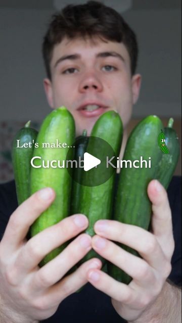 Korean Cucumber Kimchi, Korean Cucumber, Chinese Garlic, Cucumber Kimchi, Cucumber Canning, Small Cucumber, Kimchi Recipe, Garlic Chives, Spring Onions