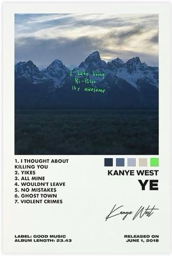 Ye Album Cover, Kanye West Albums, Posters For Room Aesthetic, Posters For Room, Wall Art Decor Prints, Poster Music, Art Album, Posters Wall Art, Music Posters