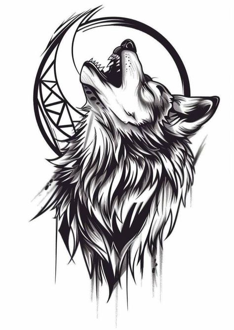 Native Tattoo For Men, Black And White Wolf Tattoo, Wolf Tattoo Drawing, Wolf Moon Tattoo, Wolf And Lion, Bad Wolf Tattoo, Wolf Face Tattoo, White Wolf Tattoo, Simple Wolf Tattoo