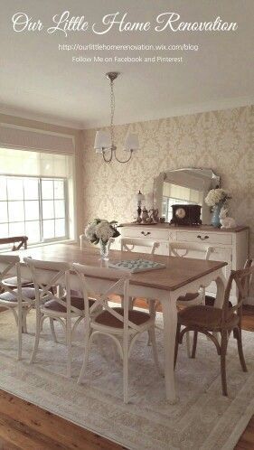 #chalkpaint #homedecor #diyprojects #interiordesign #homeimprovement #upcycle #decoratingtips #furnituremakeover #creativehome #boringtopreative French Dining Rooms, Dining Room With Wallpaper, Provincial Dining Room, French Provincial Living Room, French Provincial Dining Room, Room With Wallpaper, Paper Bedroom, Dining Rooms Ideas, Provincial Decor