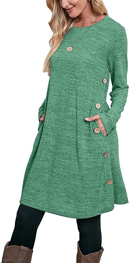 Casual Winter Dresses For Women, Winter Tunics For Women, Winter Tunics, Tunic Dresses For Women, Jar Of Love, Winter Tunic, Long Sleeve Dress Winter, Knee Length Sweater, Winter Dressing