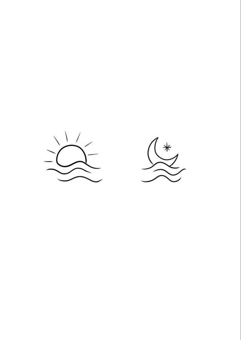 Sunset And Moon Tattoo, Minimal Sun Tattoo, Tattoo Sun And Moon, Australia Tattoo, Maching Tattoos, Stunning Tattoos, Magic Runes, Sunset Tattoos, Petit Tattoo