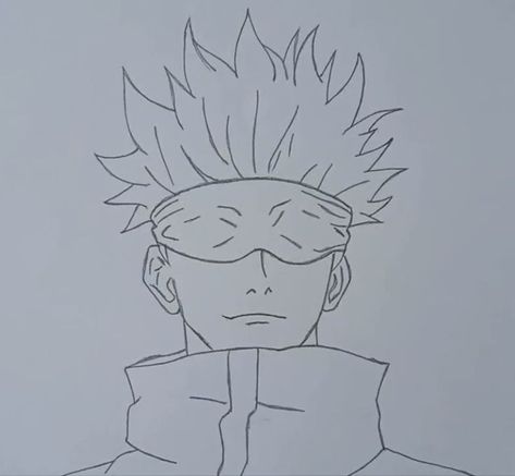 Simple Gojo Drawing, Anime Drawing Easy Simple, Gojo Sketching Easy, Gojo Drawing Sketch, How To Draw Gojo, Gojo Drawing Easy, Gojo Sketch, Easy Manga Drawings, Gojo Drawing