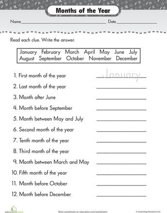 Worksheets: Months of the Year Naplan Year 3 Worksheets, Months Of The Year Worksheet For Grade 1, How To Teach Months Of The Year, Months Of The Year Worksheets For Kids, Months Worksheet For Kids, Month Worksheets For Kids, Months Of The Year Printables Free, Month Worksheet, Calendar Skills