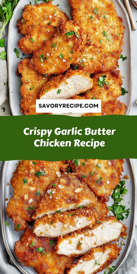 Searching for a finger-licking chicken breast recipe to impress your family? This Crispy Garlic Butter Chicken is not only easy to make but also packed with irresistible flavor! Don’t forget to save this recipe for your next culinary creation featuring chicken breasts! Easy Chicken Cutlet Recipes, Crispy Chicken Cutlets, Chicken Recipe For Dinner, Crispy Chicken Breast, Chicken Cutlet Recipes, Chicken Cutlet, Crispy Garlic, Savory Recipe, Easy Chicken Breast