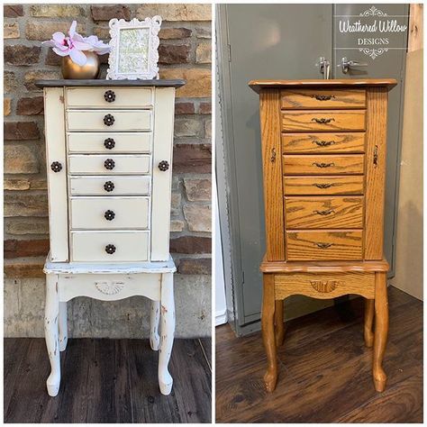 Jewelry Armoire Repurpose, Standing Jewelry Armoire Makeover, Repurposed Jewelry Armoire, Jewelry Amoire, Furniture Goals, Jewelry Tower, Jewelry Armoire Diy, Jewelry Armoire Makeover, Armoire Repurpose