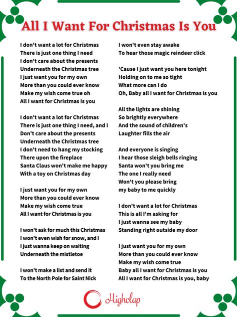 Check out the lyrics of Billboard No. 1 song of this holiday season. Chan And Seungmin, Christmas Mariah Carey, Last Christmas Song, Last Christmas Lyrics, Christmas Songs List, Christmas Concert Ideas, Christmas Carols Lyrics, Christmas Music Playlist, Carol Songs