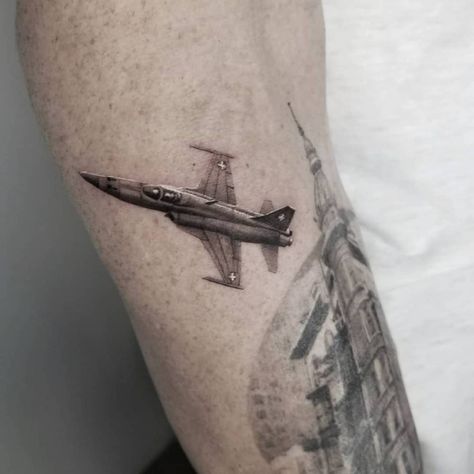 Fighter Jet Tattoo, Jet Tattoo, Fighter Tattoos, Fighter Tattoo, Circular Tattoo, International Tattoo, Plane Tattoo, 16 Tattoo, Remembrance Tattoos