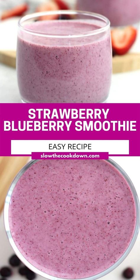 Simple and easy to make, this creamy strawberry blueberry smoothie is made with natural and healthy ingredients and is ready to enjoy in minutes. Blueberry Yogurt Smoothie, Toddler Smoothie Recipes, Strawberry Blueberry Smoothie, Smoothie Easy, Greek Yogurt Smoothie, Blueberry Smoothie Recipe, Make Smoothies, Best Protein Shakes, Blueberry Banana Smoothie