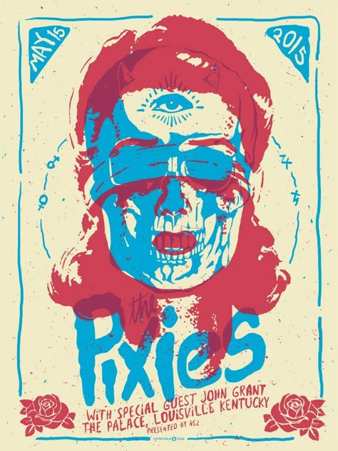 The Pixies, Screen Printing Art, Screen Print Poster, Color Poster, 타이포그래피 포스터 디자인, Gig Poster, Band Poster, Rock Posters, Gig Posters