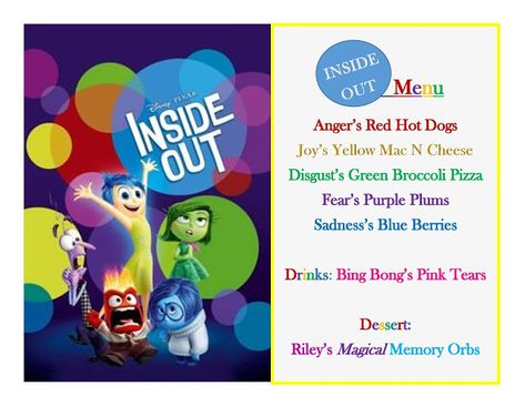 Disney Sleepover, Disney Movie Themed Dinner, Disney Movie Night Menu, Movie Recipes, Disney Themed Movie Night, Disney Movie Night Food, Movie Dinner, Family Dates, Pixar Studios