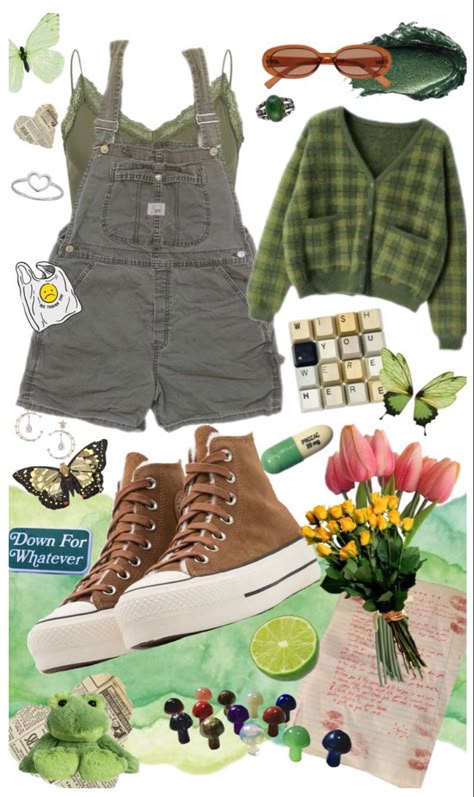 Full Outfit Inspo Aesthetic, Plant Aesthetic Outfits, Artsy Outfit Ideas Summer, Suncore Outfits, Plantcore Outfits, 2020 Aesthetic Outfits, Frog And Toad Aesthetic Outfits, Sun Outfit Aesthetic, Adventure Core Aesthetic Outfits