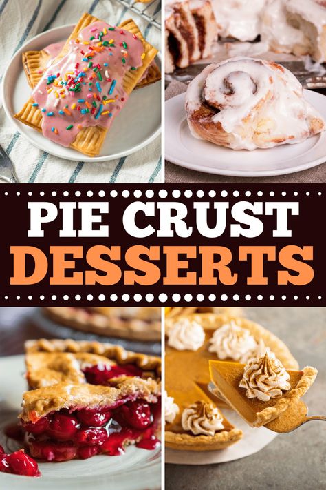 From turnovers to pumpkin pies to Pop-Tarts, there are pie crust desserts for everyone! Use up your extra pie crust with one of these scrumptious, easy treats. Easy Dessert With Pie Crust, Desserts Made With Pie Crust, Refrigerated Pie Crust Ideas, Recipes Using Refrigerated Pie Crust, Pie Crust Uses Pre Made, What To Make With Pie Crust Ideas, Ways To Use Pie Crust, Pre Made Pie Crust Recipes, Pie Crust Desserts Things To Make With