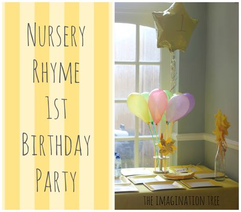 Baby's 1st Birthday Nursery Rhyme Party: with lots of great activity ideas to play and sing through each song! Nursery Rhyme Party, Nursery Rhyme Theme, Baby's 1st Birthday, Nursery Rhymes Activities, Imagination Tree, Twin First Birthday, Baby 1st Birthday, 1st Birthdays, Baby Sensory