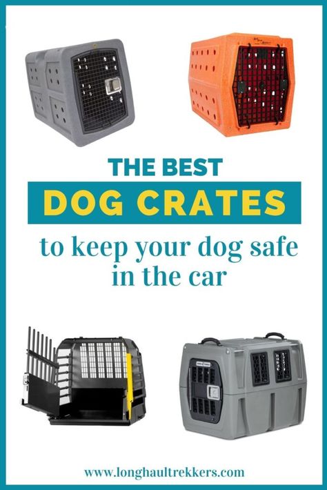 We buckle up when we get into the car, so why don't we do the same with our dogs? These are the safest dog kennels for car travel that will keep your dog safe in the event of an accident. Travel Crates For Dogs, Dog Crate Car Setup, Car Dog Crate, Dog Kennel Car Set Up, Dog Car Travel, Custom Dog Crate, Dog Travel Crate, Dog Transport, Dog Friendly Vacation