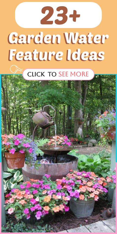 Enhance your outdoor sanctuary with unique water feature concepts using everyday items from your home. Discover imaginative ideas like repurposing old teapots into charming fountain spouts or converting a vintage bathtub into a serene pond – adding a dose of creativity and calm to your garden oasis. Embrace sustainability by incorporating these DIY projects, where the gentle sound of water can breathe new life into your outdoor haven. Yard Fountain Ideas, Water Feature Ideas, Yard Fountain, Old Milk Cans, Vintage Bathtub, Tiered Planter, Diy String Lights, Garden Water Feature, Outdoor Sanctuary