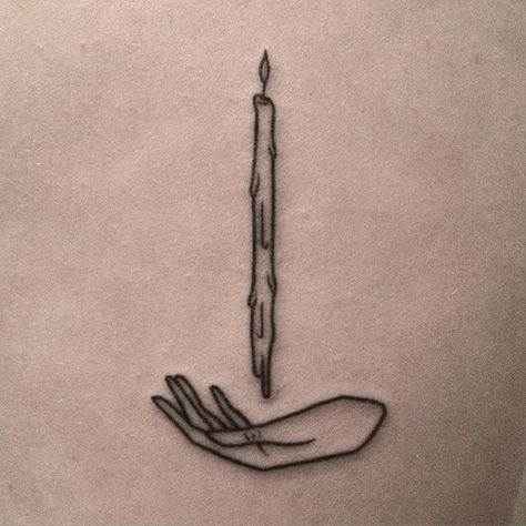 Stick Poke Tattoo, Candle Tattoo, Handpoke Tattoo, Weird Tattoos, Poke Tattoo, Dainty Tattoos, Aesthetic Tattoo, Little Tattoos, Simplistic Tattoos