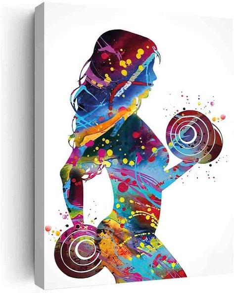 Amazon.com: Abstract Wall Art Canvas,Fitness Girl Watercolor Print Fit Girl Mom Female Woman Dumbbells Wall Art Decor Gym Weight Lifting Sport Bodybuilding Weight Training- 8 in x12 in-Ready to hang: Posters & Prints Gym Art Painting, Gym Painting, Gym Artwork, Physio Clinic, Gym Stickers, Yoga Artwork, Gym Posters, Fitness Wall Art, Quotes Gym