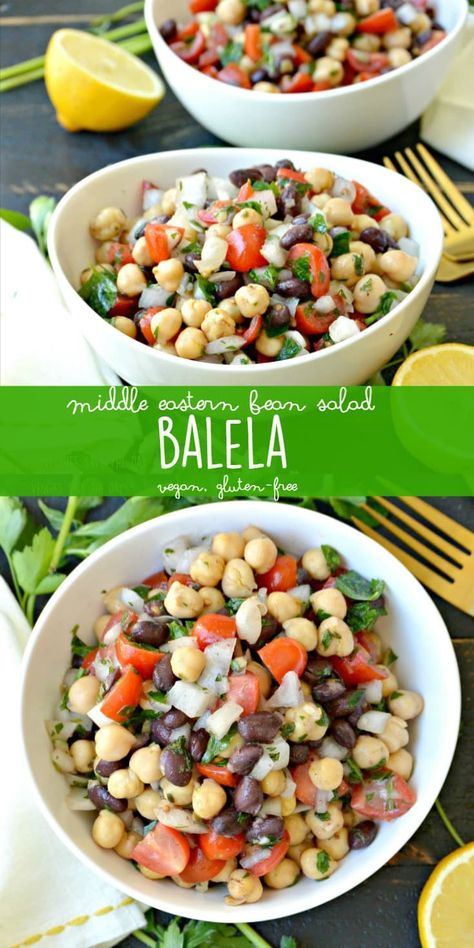 Middle Eastern Bean Salad (Balela) is healthy, delicious, and naturally vegan and gluten-free! (Trader Joe's copycat) via @VeggiesSave Middle Eastern Bean Salad, Bean Salad Recipe, Bean Salad Recipes, Vegan Salad Recipes, Tasty Healthy, Vegan Salad, Chickpea Salad, Bean Salad, Healthy Delicious