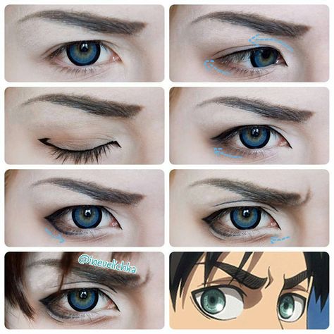 „@Regrann from @inevelichka - Eren Yeager Makeup Tutorial —— #makeupartist #makeuptutorial #cosplaymakeup #harajukumakeup #uniqso #erenyeager #snkcosplay…“ Eren Makeup Tutorial, Eren Eyes, Anime Eyes Makeup, Anime Makeup Tutorial, Anime Make-up, Cosplay Hacks, Eren Jaeger Cosplay, Harajuku Makeup, Cosplay Makeup Tutorial