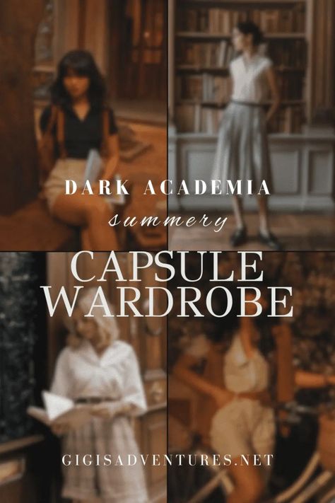 Dark Academia Summer | Dark Academia Summer Wardrobe Natural Academia Aesthetic, Dark Academia Capsule Wardrobe Summer, Dark Academia Night Outfit, Dark A Academia Aesthetic, Dark Academia Summer Dress, Dark Academia In The Summer, Dark Academia Staples, Dark Academia For Summer, Refined Academia