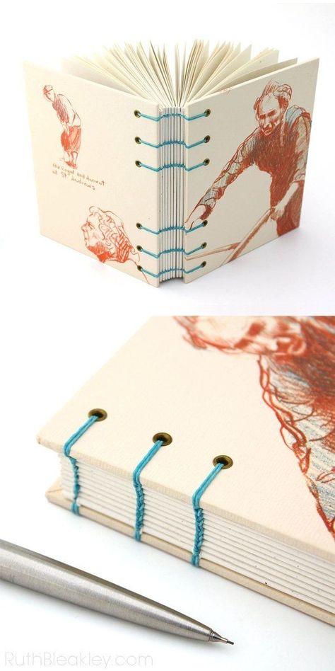 Exposed Spine Book Binding, Types Of Book Binding, Book Binding Inspiration, Unique Book Binding, Coptic Stitch Binding, Binding Book Design, Book Binding Stitches, Book Making Ideas, Book Stitching