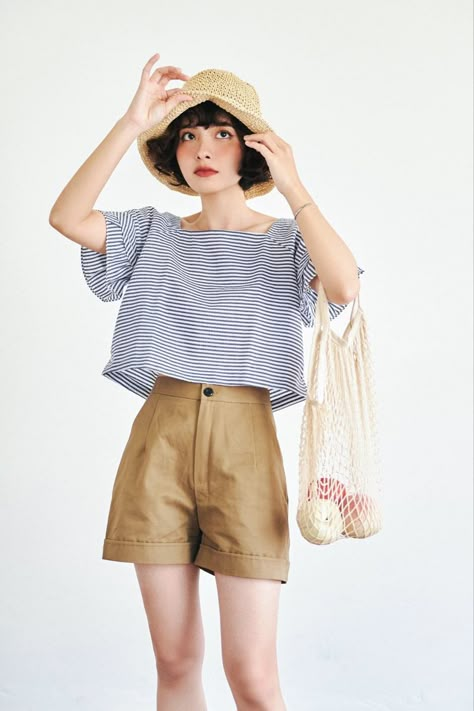 Japanese Style Summer Outfit, Japanese Summer Clothes, Japan Outfit Summer Casual, Korean Summer Outfits 2024, Aesthetic Summer Outfits Korean, Japanese Summer Outfits Women, Cute Summer Outfits Japan, Japanese Fashion Women Summer, Summer Outfit Japan