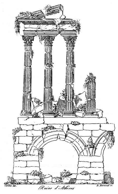 Roman Ruins Drawing, Ruins Drawing Sketch, Greek Ruins Drawing, Ancient Ruins Drawing, Ruins Sketch, Greek Architecture Drawing, Roman Art Drawing, Ruins Drawing, Roman Ruins