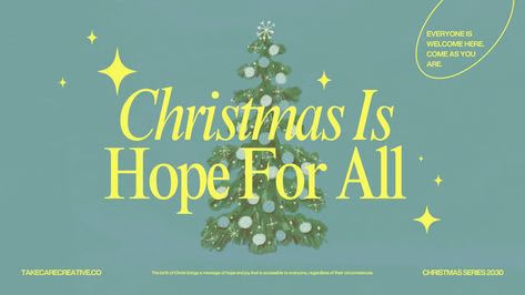 Teal Green Yellow Vintage Typography Christmas Hope Church Presentation by Take Care Creative. Follow on Canva or get emails about new canva templates at takecarecreative.co / blue, teal, christmas, jesus christ, christ, christian, catholic, sermon, slides, / Christmas Jesus Illustration, Christmas Sermon Graphic, Christmas Presentation Design, Christmas Church Poster, Christmas Church Graphics, Christmas Typography Design, Pubmats Ideas, Church Wallpaper, Church Template