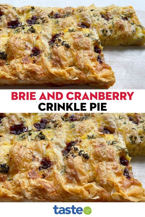 Crinkle Pie, Brie And Cranberry, Phyllo Recipes, Viral Food, Filo Pastry, Appetizers Easy Finger Food, Recipes Appetizers And Snacks, Xmas Food, Breakfast Breads