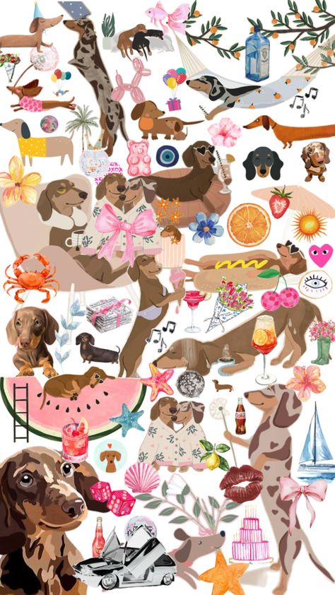 Dachshund Aesthetic Wallpaper, Dachshund Iphone Wallpaper, Dashound Wallpaper Iphone, Daschund Wallpaper, Dachshund Aesthetic, Daschund Art, Dachshund Wallpaper, Arte Dachshund, Monkey Pictures