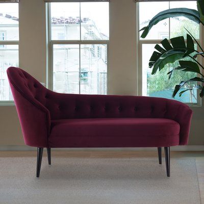 Everly Quinn Rush Tufted Chaise Lounge Upholstery: Burgundy Red Velvet Chair, Tufted Chaise Lounge, Velvet Lounge Chair, Modern Recliner, Velvet Lounge, Tufted Dining Chairs, Chaise Lounge Sofa, Mommy Makeover, Rattan Dining Chairs