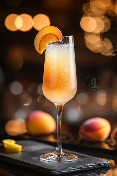 Delicious Bellini Recipe: Effortless Sparkling Peach Cocktail for Your Next Celebration #cocktails #cocktailrecipes #classiccocktails Peach Bellini Aesthetic, Celebration Cocktails, Mama Mia Theme, Bellini Cocktail Recipes, Peach Bellini Cocktail, Frozen Peach Bellini, Mediterranean Party, Mocktails Recipes, Cocktails Aesthetic