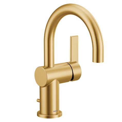 Moen Shower Fixtures Gold, Moen Bathroom Fixtures, Moen Cia, Custom Countertops, Loft Bedroom, Waterfall Faucet, Water Efficiency, Single Hole Bathroom Faucet, Faucet Handles