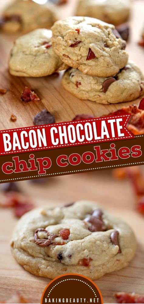 Bacon Chocolate Chip Cookies, Christmas cookies, Christmas treats Cookies Snickerdoodle, Bacon Chocolate Chip Cookies, Bacon Chocolate, Chocolate Bacon, Chewy Cookies, Snickerdoodle Cookies, Sweet Meat, Oreo Dessert, Bacon Recipes