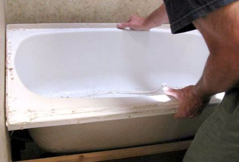 Is your RV tub cracked or grungy? Anyone can tackle a RV bathtub replacement project by following these 13 easy and illustrated steps. Replacing Shower In Camper, Replace Tub With Shower, Rv Bathtub, Rv Tub, Boho Trailer, Bath Shower Combo, Fifth Wheel Remodel, Remove Bathtub, Bathtub Plumbing