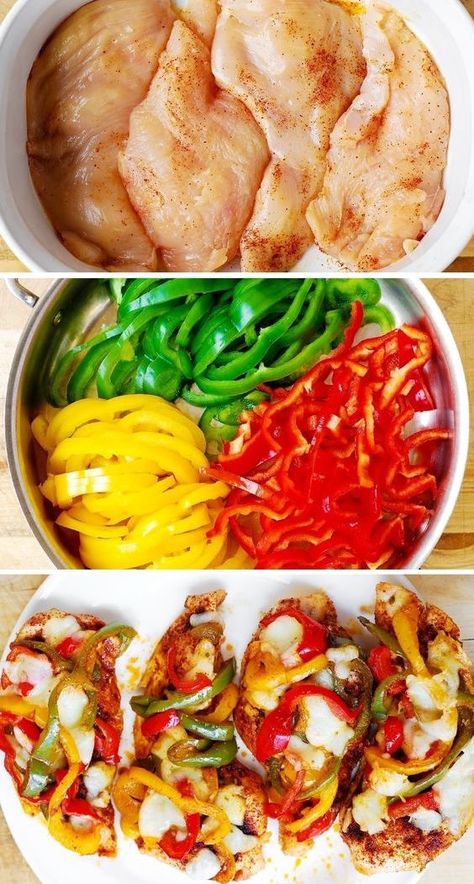 Fajita Chicken Bake, Sweet Pepper Recipes, Fajita Chicken, Pepper Recipes, Bell Pepper Recipes, Chicken Bake, Chicken Fajita, Chicken Stuffed Peppers, Pepper Jack Cheese