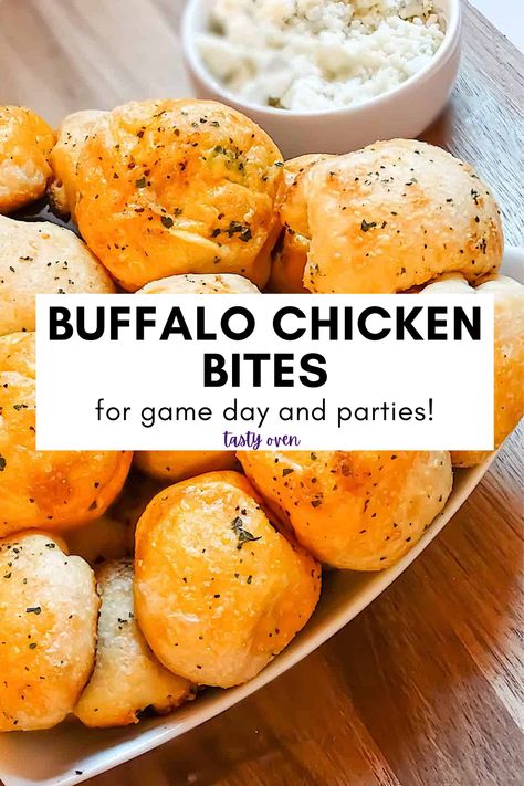 buffalo chicken pizza balls on a white plate Buffalo Chicken Dip Balls, Buffalo Chicken Dip Appetizers, Buffalo Chicken Dippers, Buffalo Chicken Wing Bites, Chicken Football Recipes, Buffalo Chicken Dip Roll Ups, Buffalo Chicken Dip Ideas, Buffalo Chicken Dip Crossiant, Buffalo Chicken Bites Appetizers