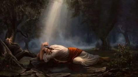 Who Was the Angel Sent to Comfort Jesus in Gethsemane? - LDS Living Jesus Art Drawing, Elder Holland, Biblical Artwork, Jesus Wept, Garden Of Gethsemane, Prayer Station, Jesus Artwork, Pictures Of Christ, Jesus Praying