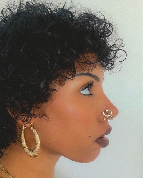 Nose, ring, dangling, nose, ring, gold nose ring, gold, accessories, gold earrings, curly hair, short curly hair, black women, lextheplantmom African Nose Piercing, Nose Ring Black Women, Dangling Nose Ring, Short Curly Hair Black Women, Nose Ring Black, Curly Hair Black Women, Hair Short Curly, Nose Ring Gold, Hair Black Women