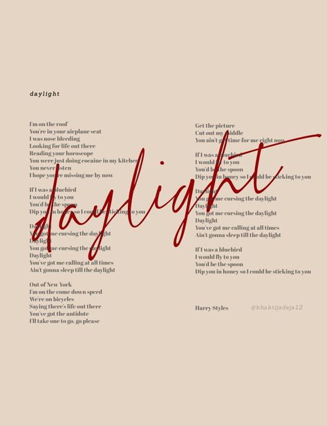 Daylight Harry Styles Wallpaper, Daylight Lyrics, Harry Styles Lyrics, Instagram Layouts, Dark Pics, Harry Styles Songs, Style Lyrics, Harry Styles Poster, Harry 1d